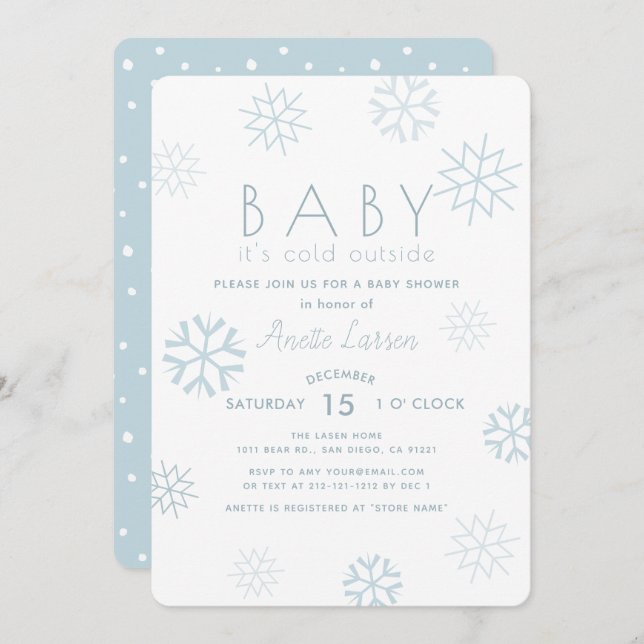 Snowflakes Baby Its Cold Outside Shower Invitation (Front/Back)