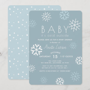 Snowflakes Baby Its Cold Outside Shower Invitation