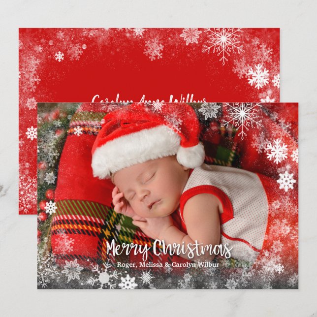 Snowflakes Baby Photo Birth Announcements (Front/Back)