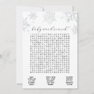 Snowflakes Baby Word Search Game Card