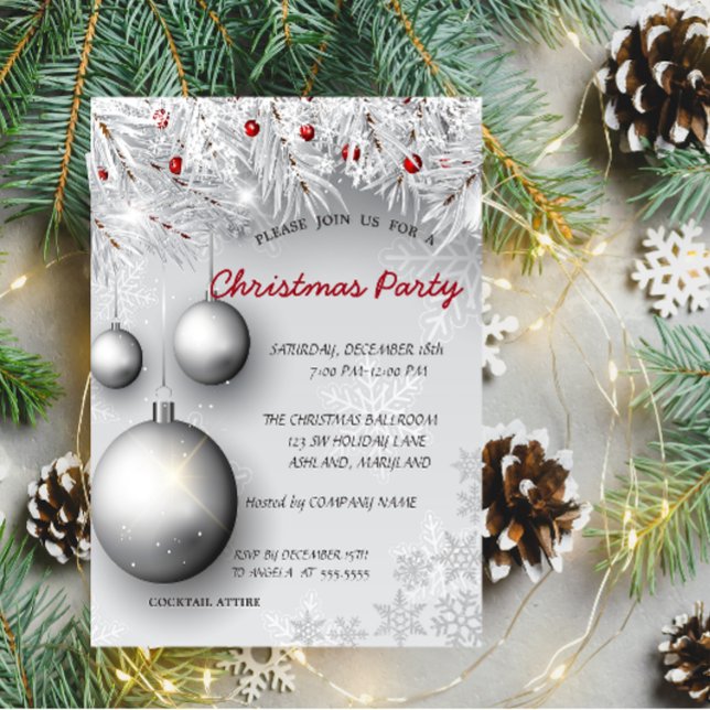 Snowflakes,Balls,Tree Corporate Christmas Party Invitation (Creator Uploaded)