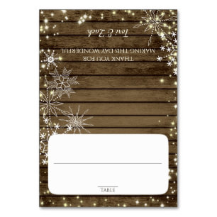 Snowflakes Barn Wood Seating Card