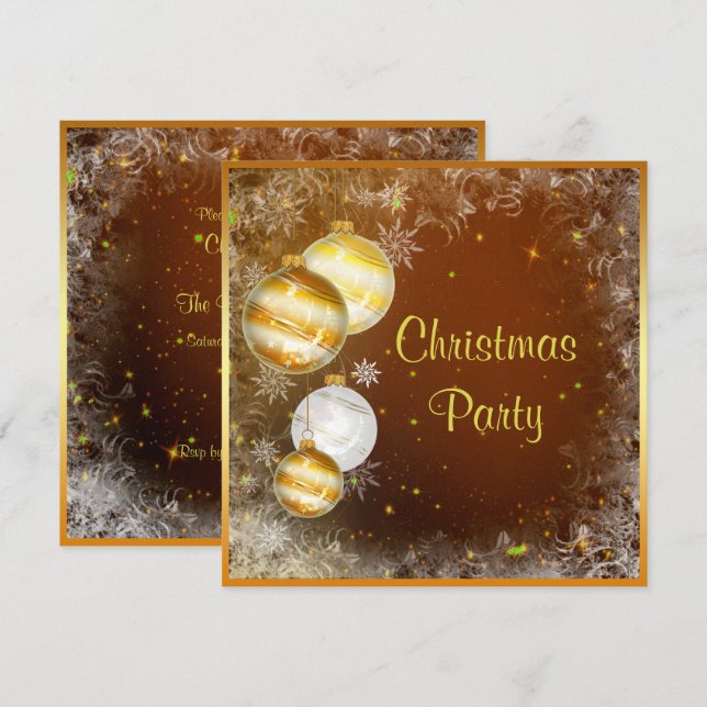 Snowflakes & Baubles Christmas Party Invitation (Front/Back)