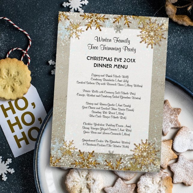 Snowflakes Beach Sand Coastal Christmas Menu (Creator Uploaded)