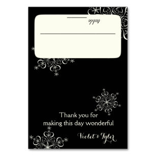 Snowflakes Black and Off White Seating Card
