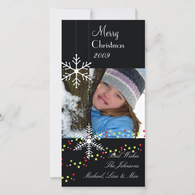 Snowflakes ~ black and white christmas holiday card (Front)