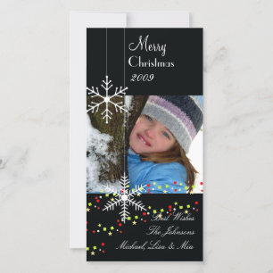 Snowflakes ~ black and white christmas holiday card