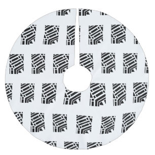 Snowflakes black and white pattern Christmas Brushed Polyester Tree Skirt