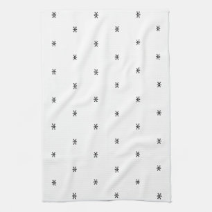 Snowflakes black and white pattern Christmas Tea Towel