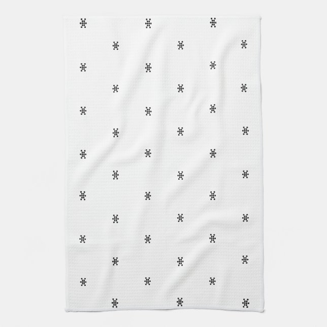 Snowflakes black and white pattern Christmas Tea Towel (Vertical)