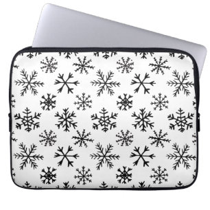 Snowflakes Black and White Pattern Laptop Sleeve