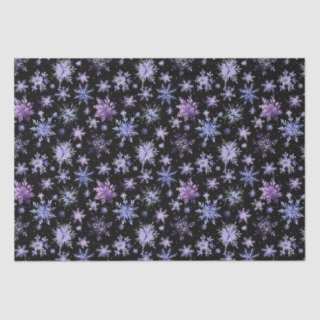 Snowflakes black purple tissue paper (Front)