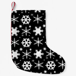 Snowflakes Black Small Christmas Stocking