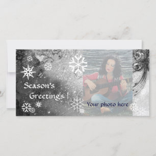 SNOWFLAKES ,black ,white,grey Holiday Card