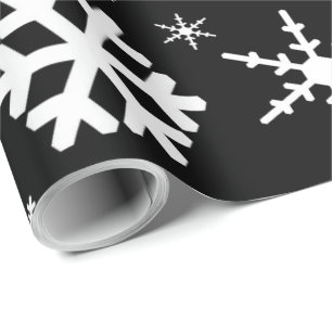 Snowflakes Black Wrapping Paper