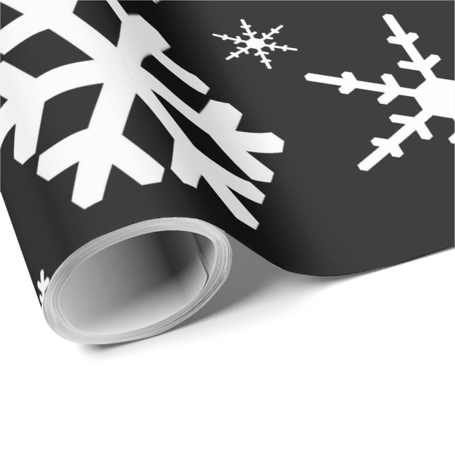 Snowflakes Black Wrapping Paper (Roll Corner)