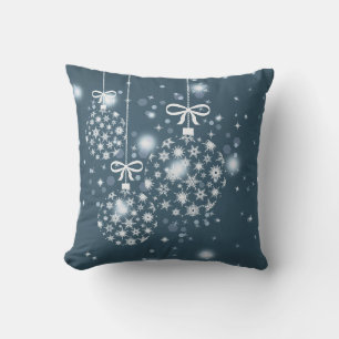 Snowflakes, blue and white, balloons cushion