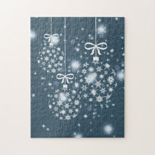Snowflakes, blue and white, balloons jigsaw puzzle