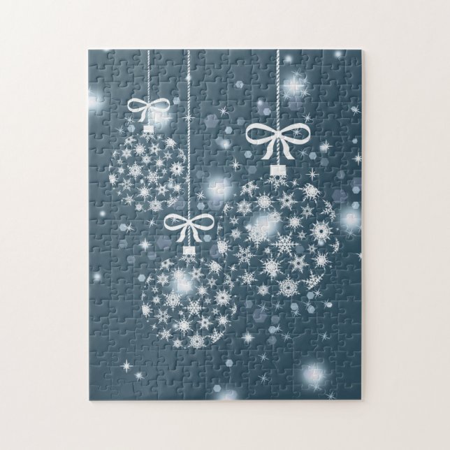 Snowflakes, blue and white, balloons jigsaw puzzle (Vertical)