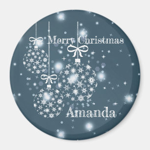 Snowflakes, blue and white, balloons magnet