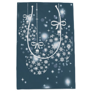 Snowflakes, blue and white, balloons medium gift bag
