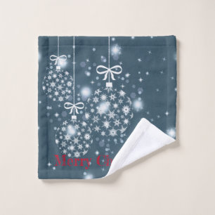 Snowflakes, blue and white, balloons, Merry Wash Cloth