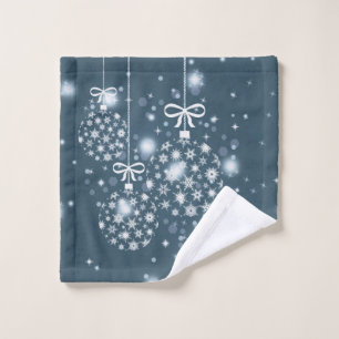 Snowflakes, blue and white, balloons wash cloth