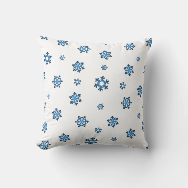 Snowflakes (Blue & Black) Cushion (Front)