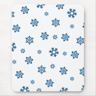 Snowflakes (Blue & Black) Mouse Mat