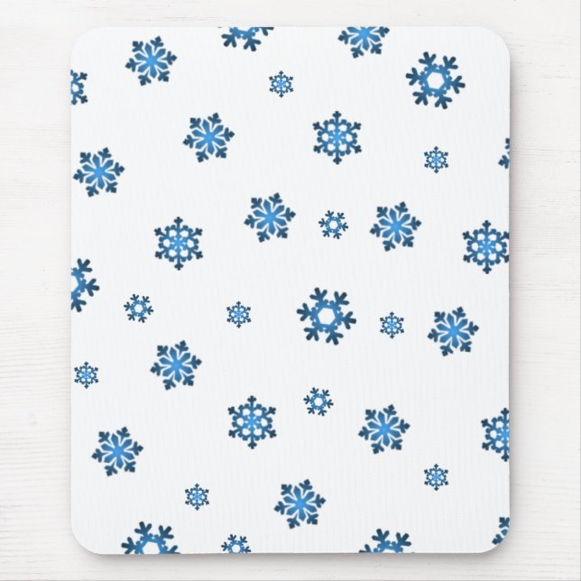 Snowflakes (Blue & Black) Mouse Mat (Front)