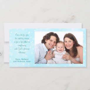 Snowflakes Blue Blessings Christmas Photo Cards