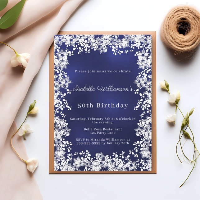Snowflakes blue elegant winter party birthday invitation (Creator Uploaded)