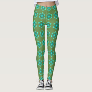 Snowflakes Blue Green Leggings