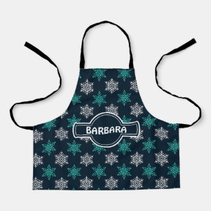 Snowflakes Blue Green Minimal Pattern Apron
