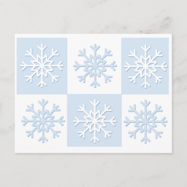 Snowflakes Blue Holiday Postcard (Front)