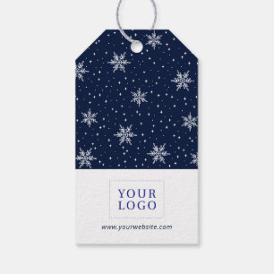 Snowflakes Blue Merry Christmas Business Logo Gift Tags