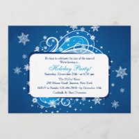 Snowflakes Blue Party Invitation