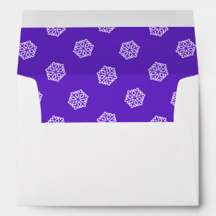 Snowflakes blue pattern on white envelope