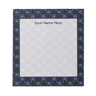 Snowflakes Blue Purple on Black Notepad