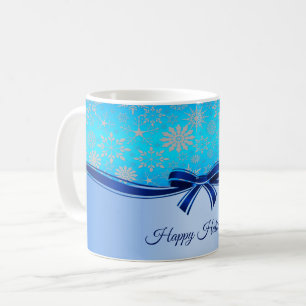 Snowflakes Blue Ribbon Holiday Mug