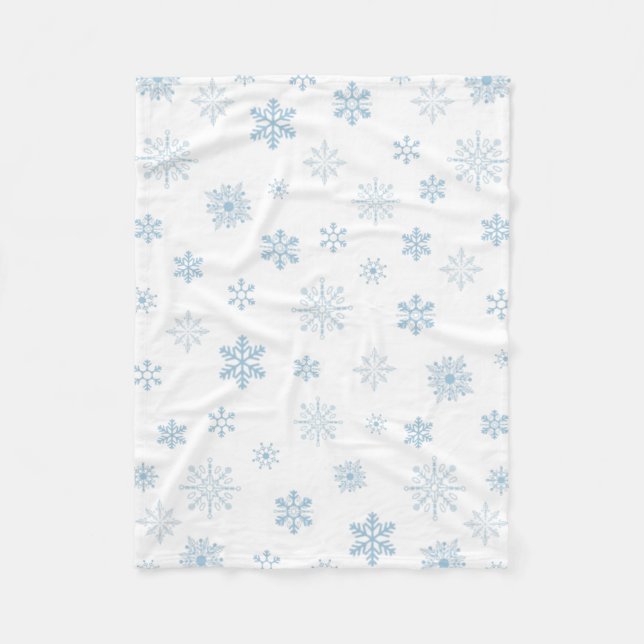 Snowflakes Blue White Cozy Fleece Blanket (Front)