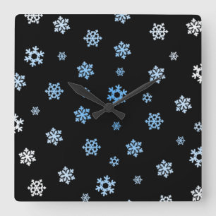 Snowflakes (Blue & White) Square Wall Clock
