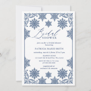 Snowflakes Blue Winter Bridal Shower Invitation