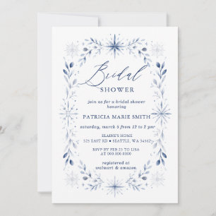 Snowflakes Blue Winter Bridal Shower Invitation