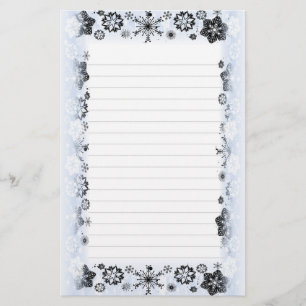 Snowflakes Border Lined Writing Paper