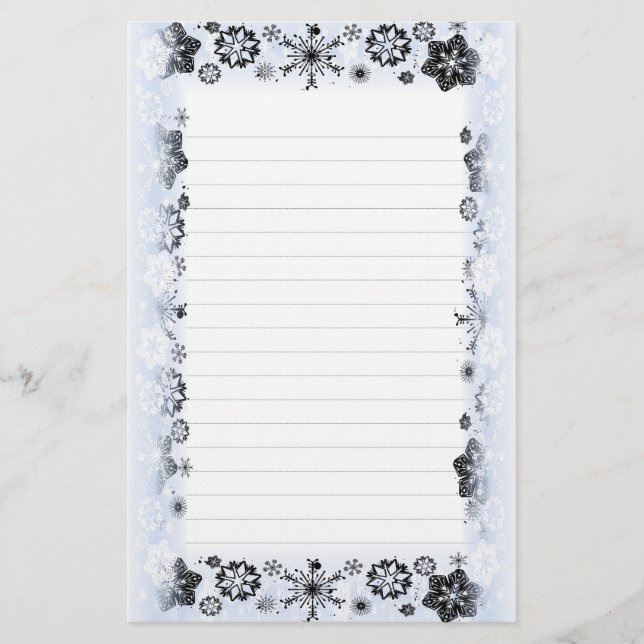 Snowflakes Border Lined Writing Paper (Front)