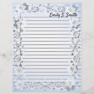 Snowflakes Border Personalised Writing Paper