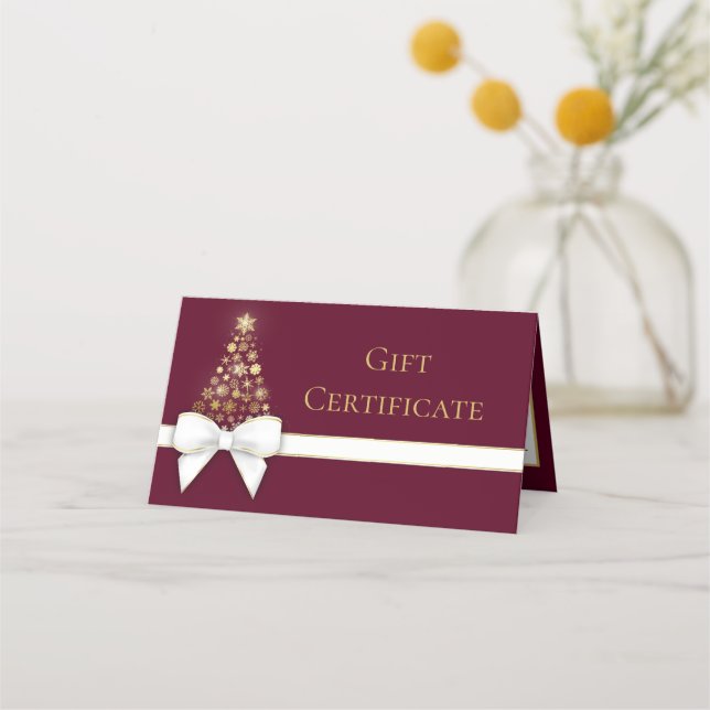 Snowflakes Bow Violet Red Christmas Tree Gift Card (Front)