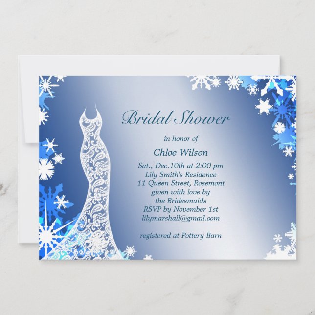 Snowflakes Bridal Shower Invitation 3 (Front)