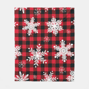 Snowflakes & Buffalo Plaid: Winter Charm Fleece Blanket